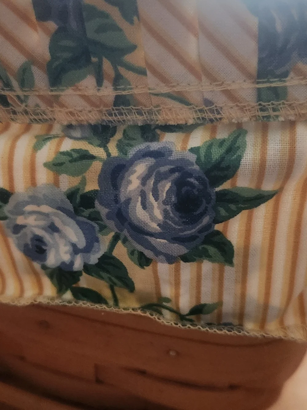 Vintage Longaberger Vegetable Basket Slanted Double Handle w/ Plastic and Fabric